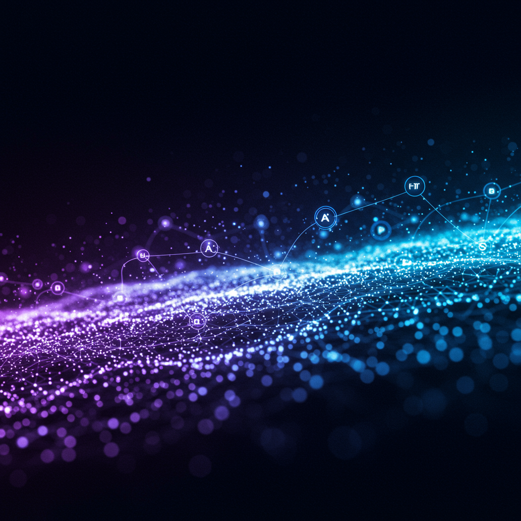 Abstrakcyjna wizualizacja sztucznej inteligencji i automatyzacji w reklamie cyfrowej