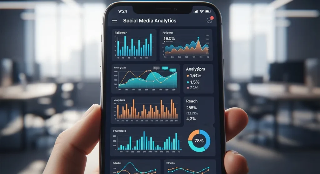 Analiza wyników i statystyk w social media na smartfonie