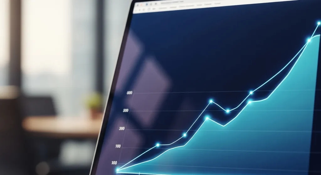 Wykres wzrostu ruchu na stronie internetowej dzięki content marketingowi