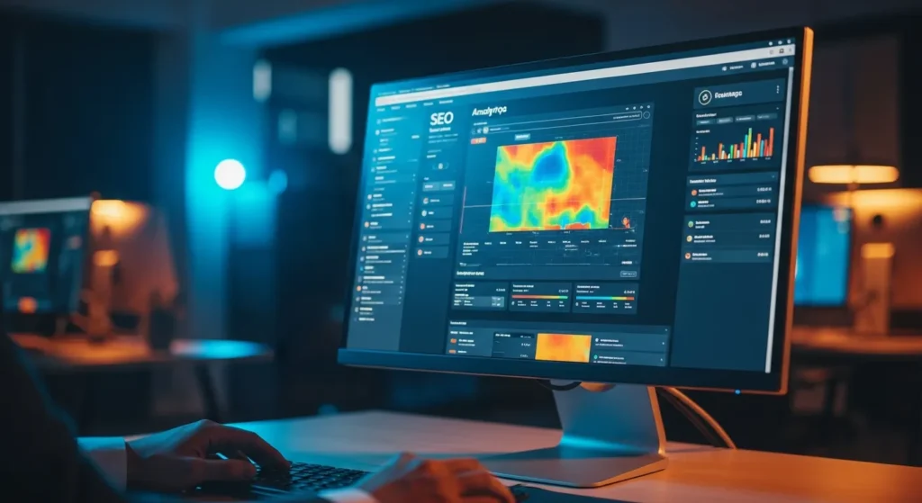 Specjalista SEO analizujący dane techniczne strony internetowej
