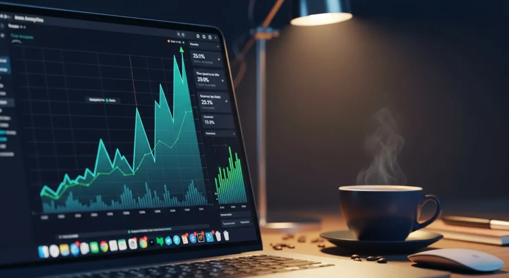 Wykresy pokazujące wzrost ruchu na stronie dzięki content marketingowi