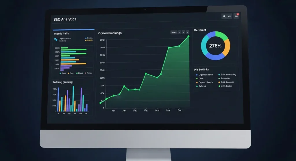 Wykres wzrostu widoczności organicznej po wdrożeniu strategii contentowej
