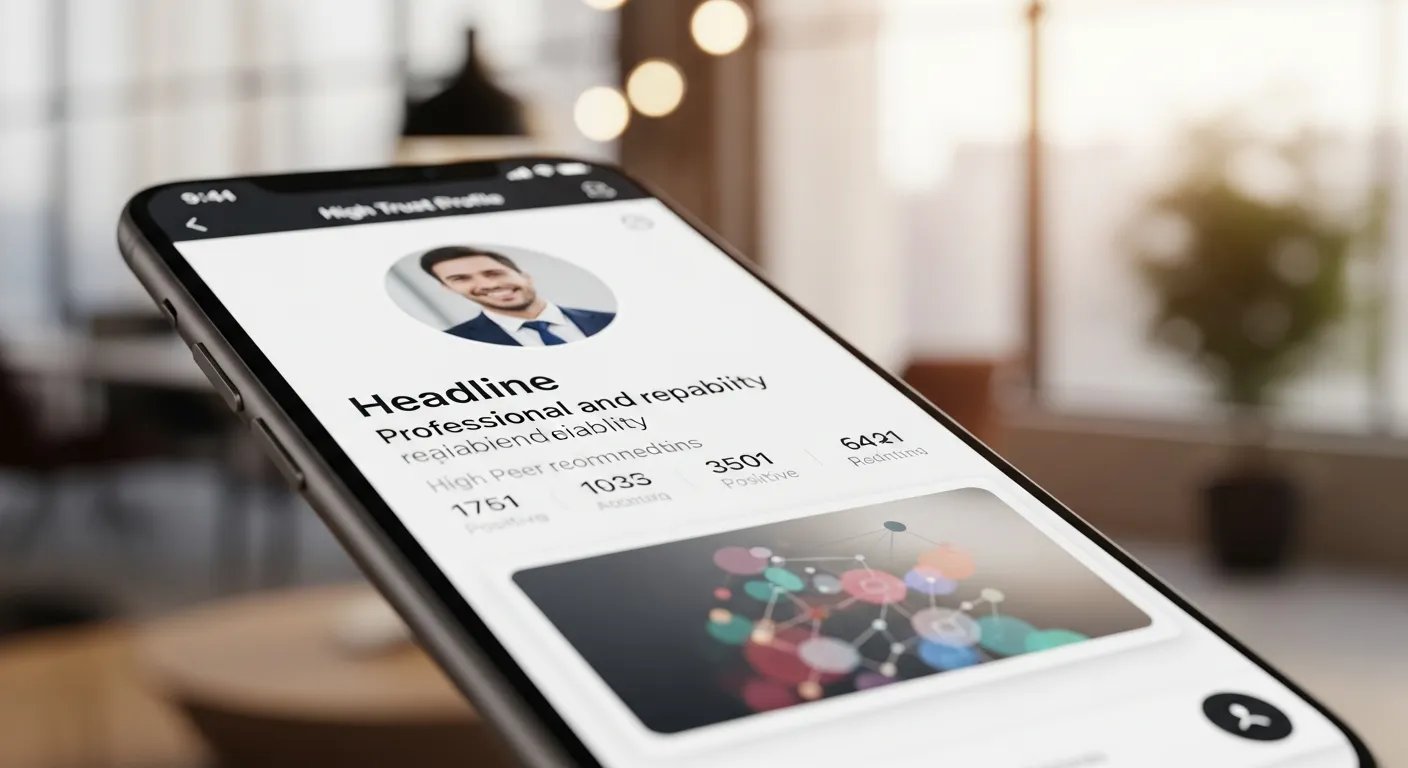 Tworzenie wizerunku w sieci - profesjonalny profil biznesowy na ekranie smartfona