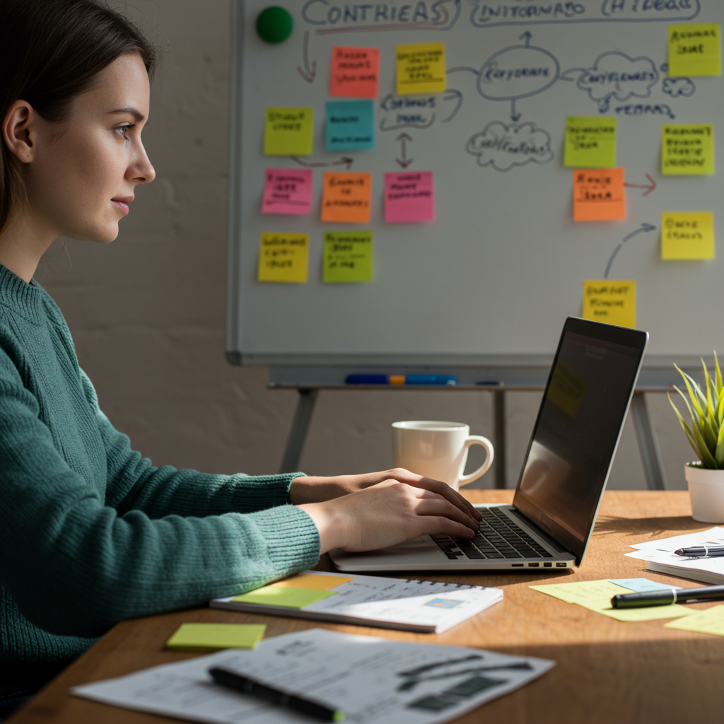 Copywriter tworzący strategię SEO copywritingu.