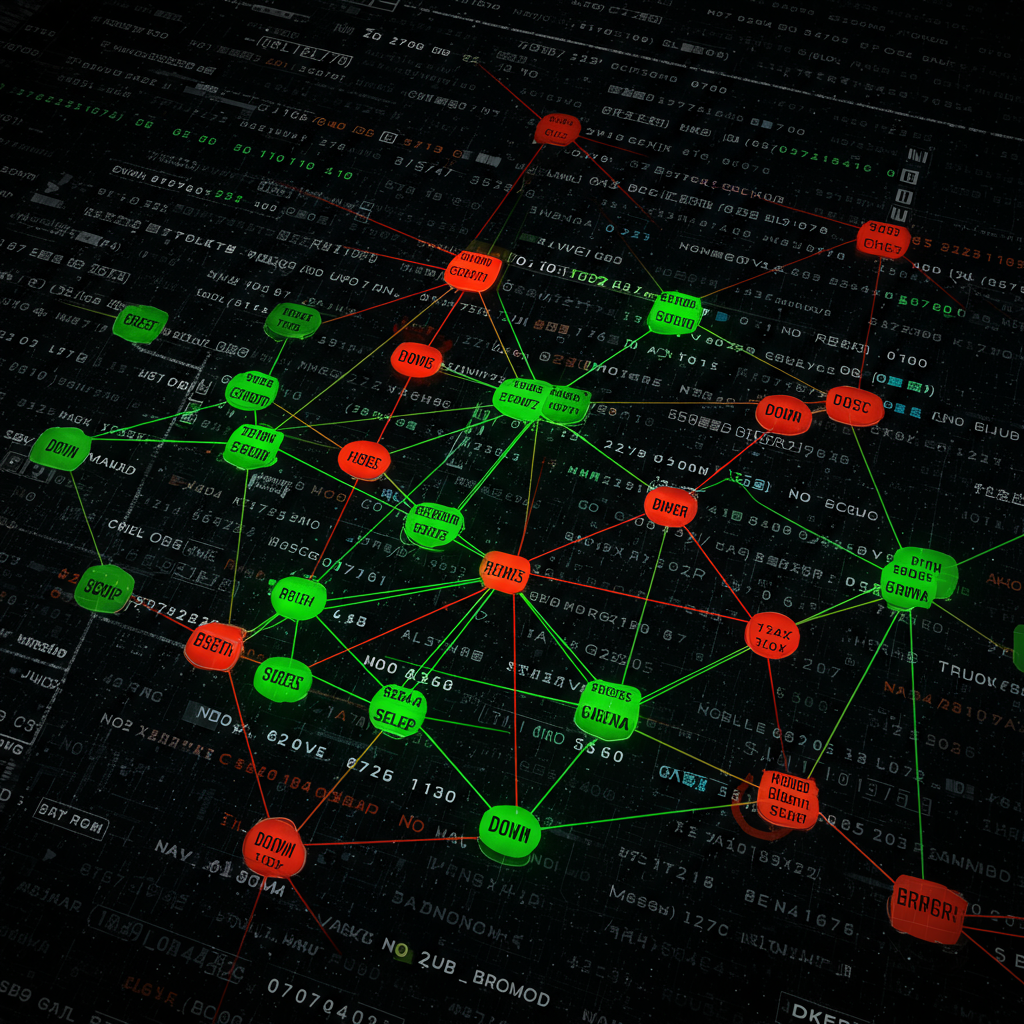Cyfrowa mapa sieci domen z wyróżnionymi sukcesami i wyzwaniami