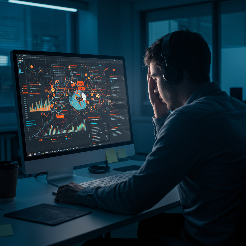 Frustracja i chaos w zarządzaniu kampaniami reklamowymi online.