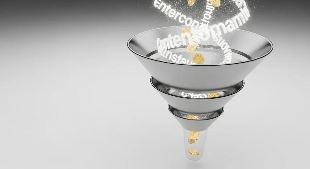 Lejek sprzedażowy obrazujący konwersję treści w zysk