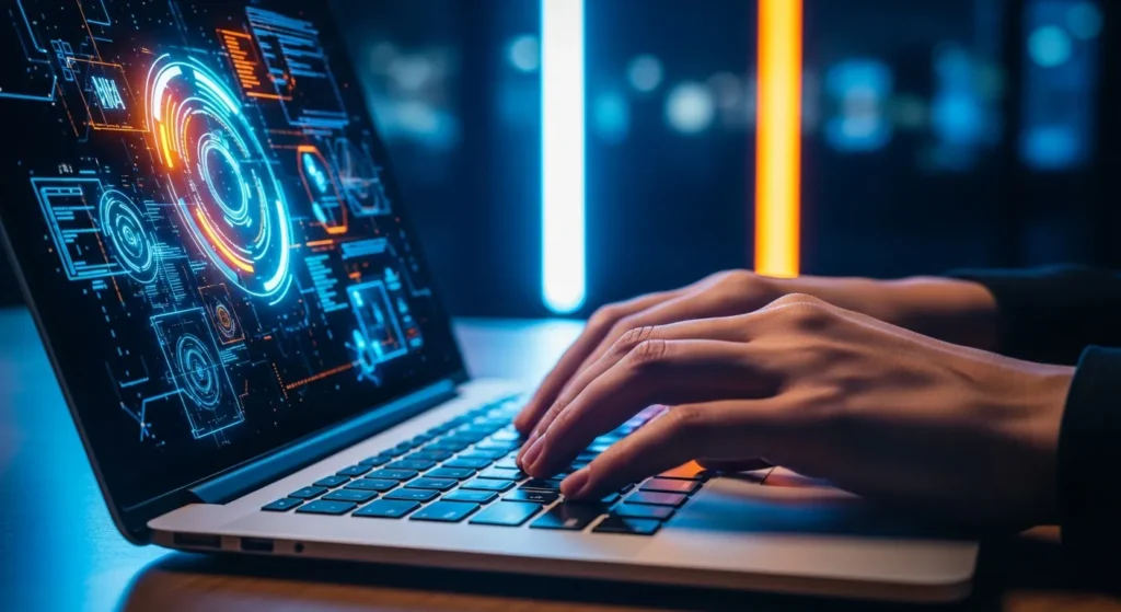 Programista pracujący nad kodem strony internetowej