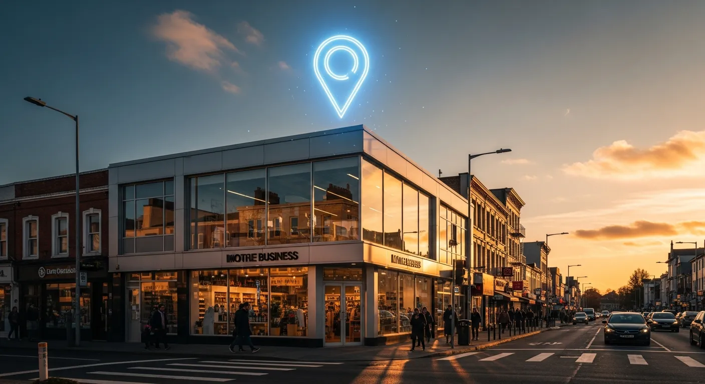 Lokalny marketing wizualizacja pinezki na mapie nad sklepem