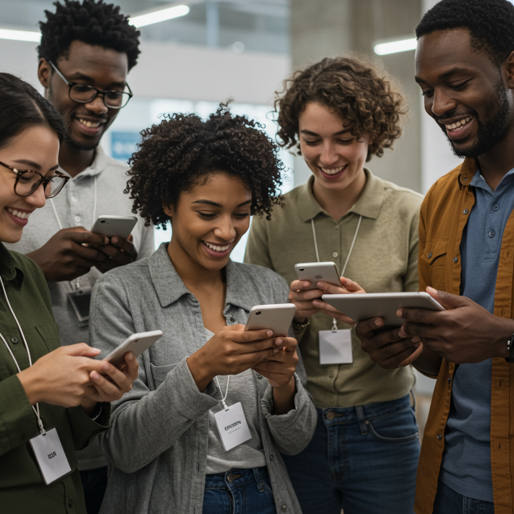 Ludzie przeglądający treści w mediach społecznościowych na smartfonach