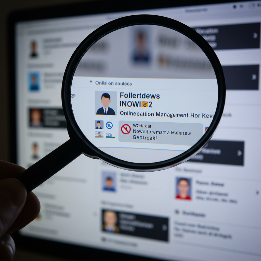 Lupa nad ekranem komputera z opiniami i recenzjami klientów.