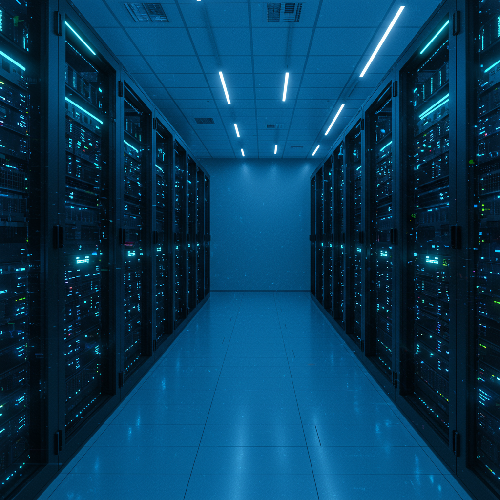 Nowoczesna serwerownia symbolizująca bezpieczeństwo i innowacje technologiczne
