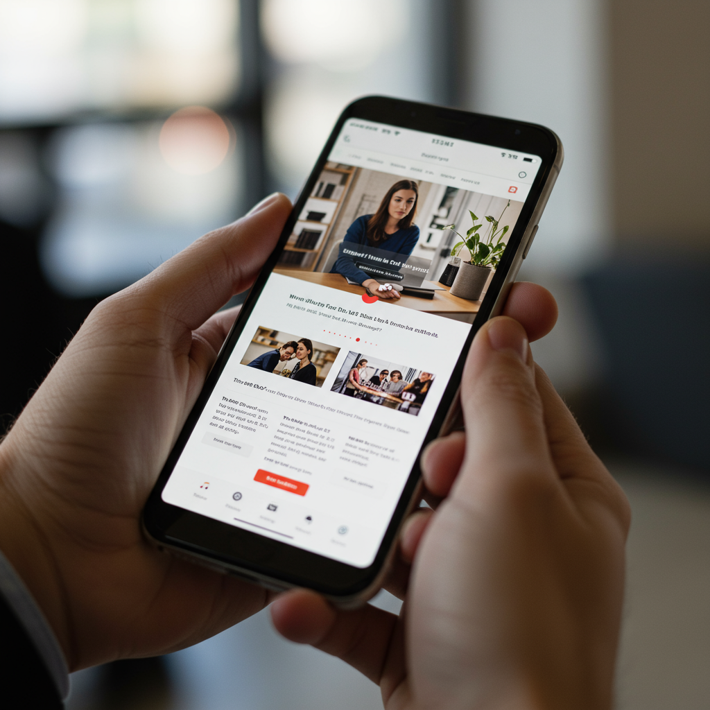 Nowoczesna strona internetowa na smartfonie z optymalną szybkością ładowania