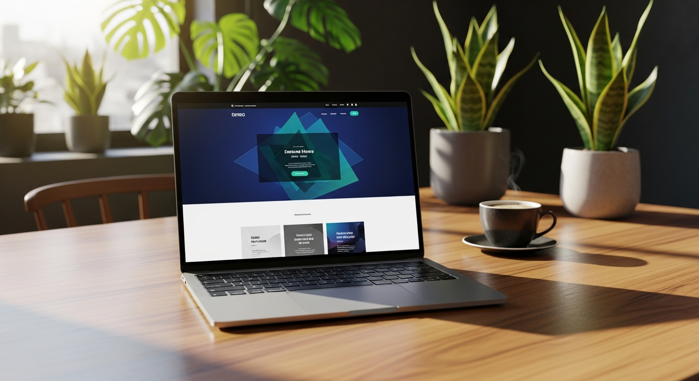 Nowoczesne strony internetowe wyświetlane na laptopie w biurze agencji interaktywnej