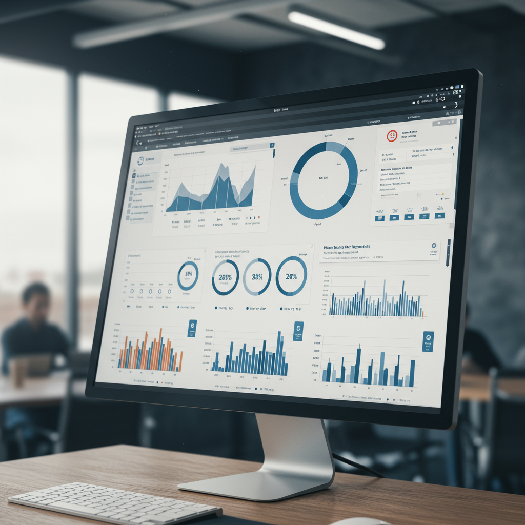 Nowoczesny pulpit analityczny przedstawiający kluczowe wskaźniki wzrostu strony internetowej