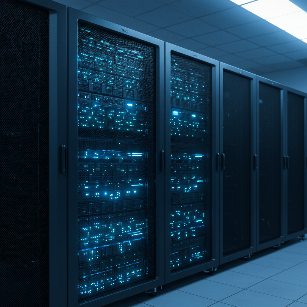 Nowoczesny serwerownia symbolizująca szybki i niezawodny hosting