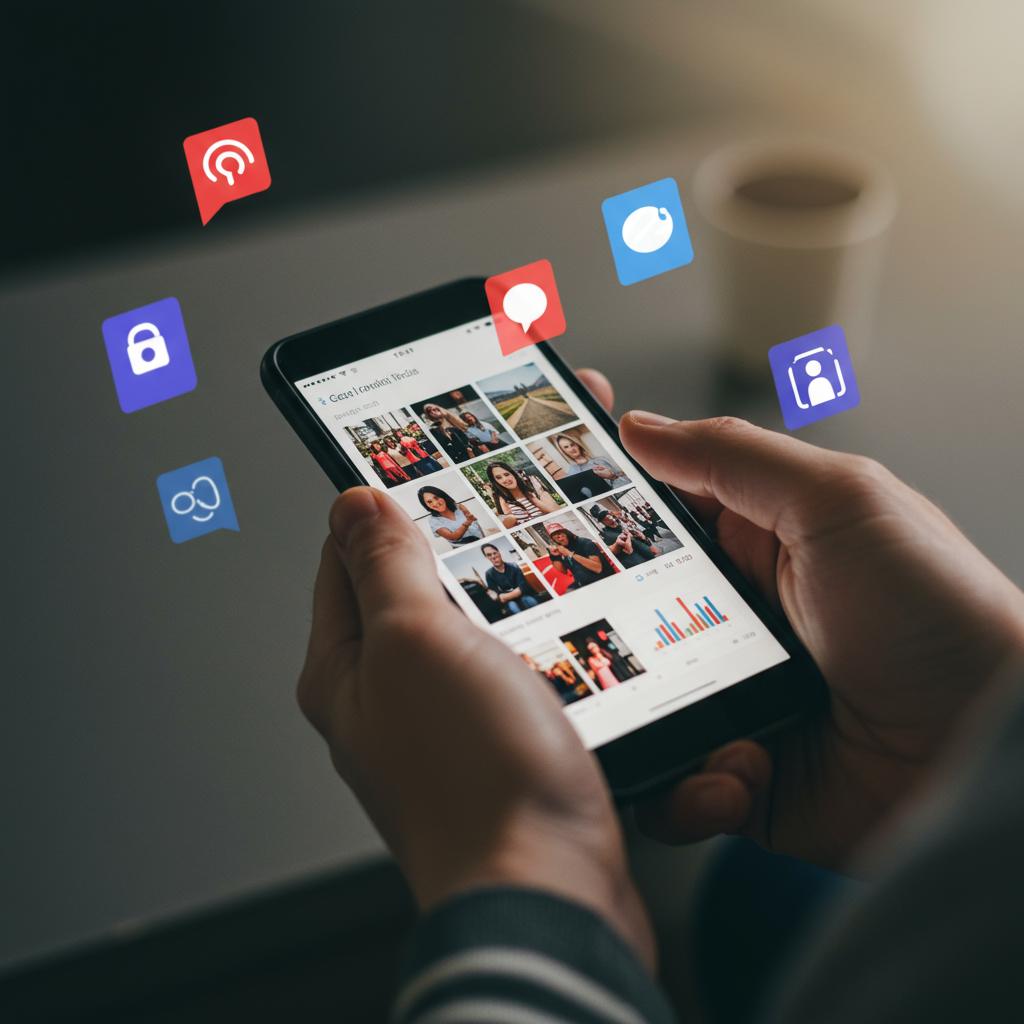 Osoba przeglądająca angażujące treści na smartfonie.