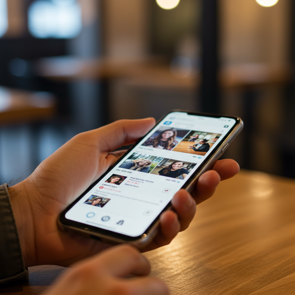 Osoba przeglądająca angażujące treści na smartfonie.