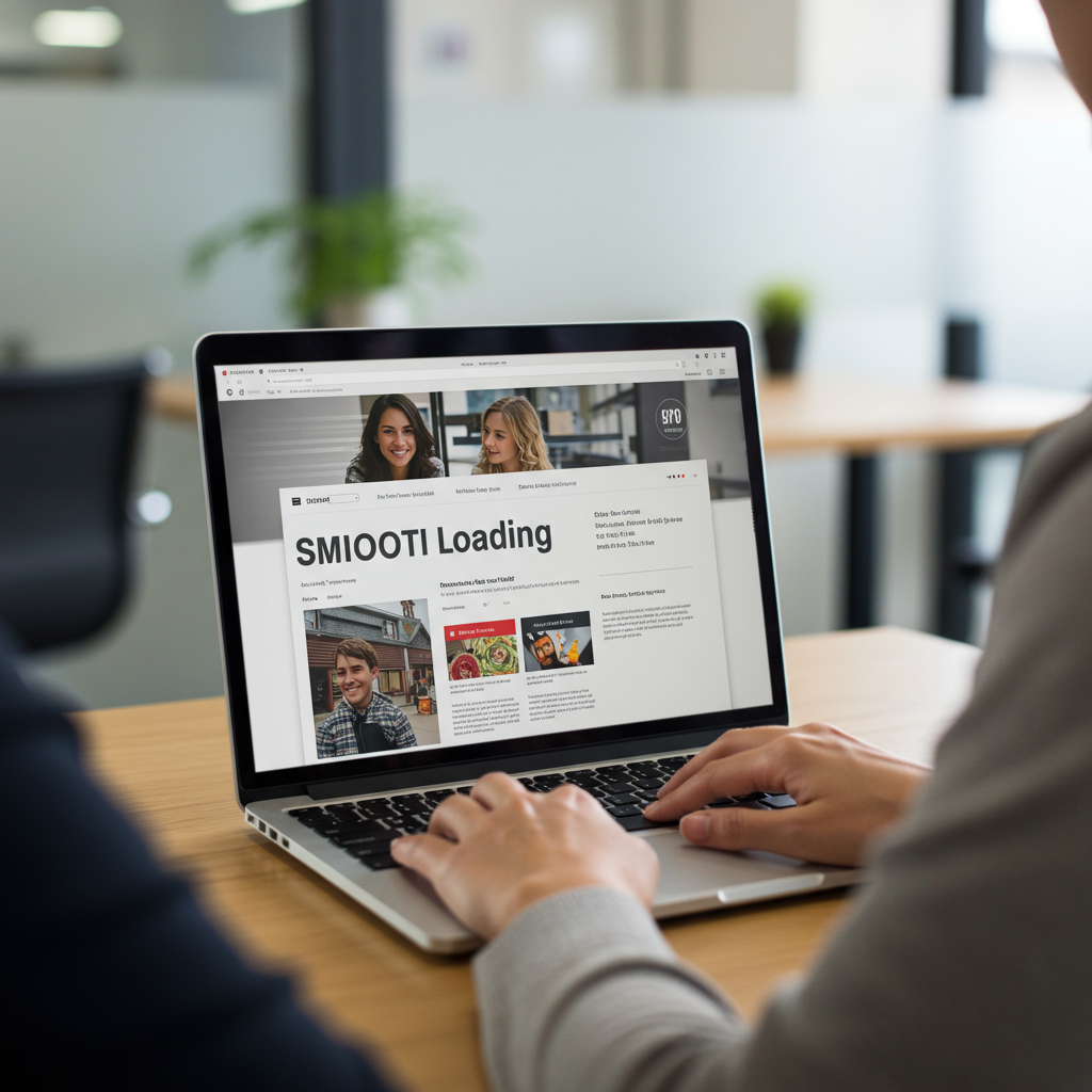 Osoba przeglądająca szybko ładującą się stronę internetową na laptopie