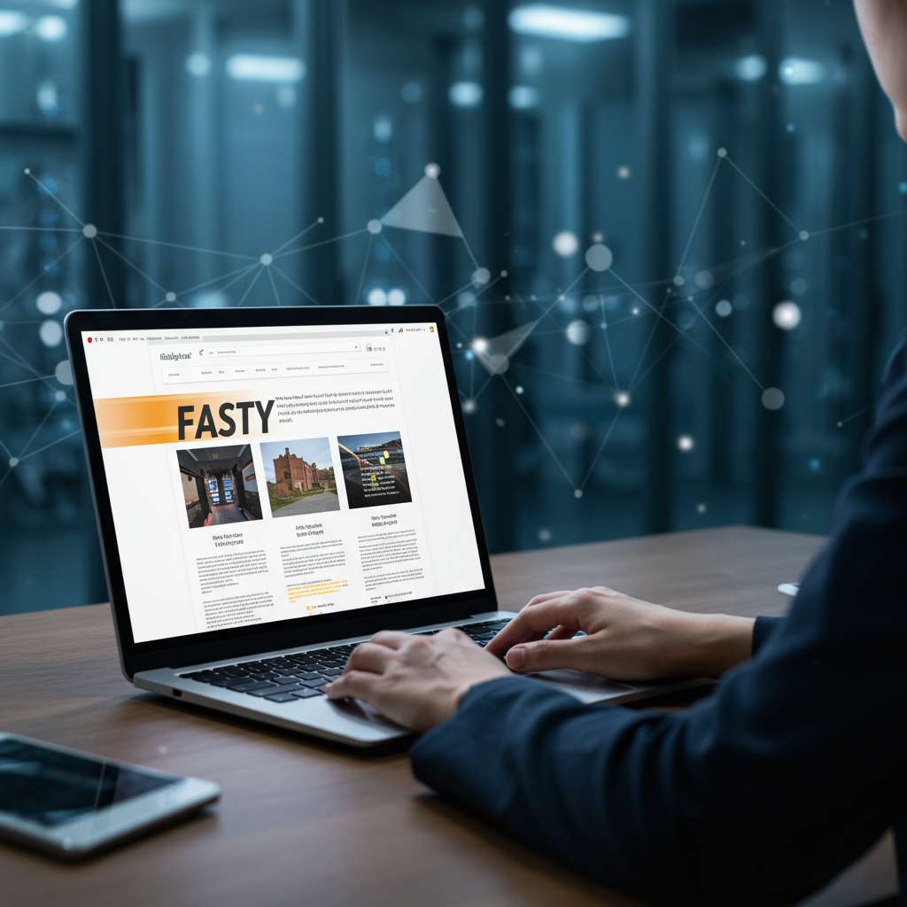 Osoba przeglądająca szybko ładującą się stronę internetową na laptopie
