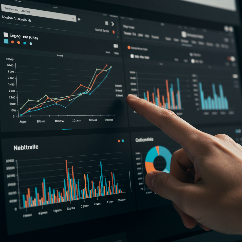 Panel analityczny pokazujący mierzalne wyniki kampanii content marketingowej