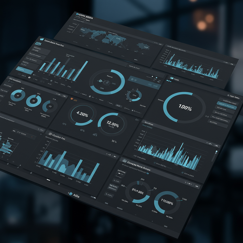 Panel analityczny z danymi o konwersjach i zaangażowaniu w mediach społecznościowych.