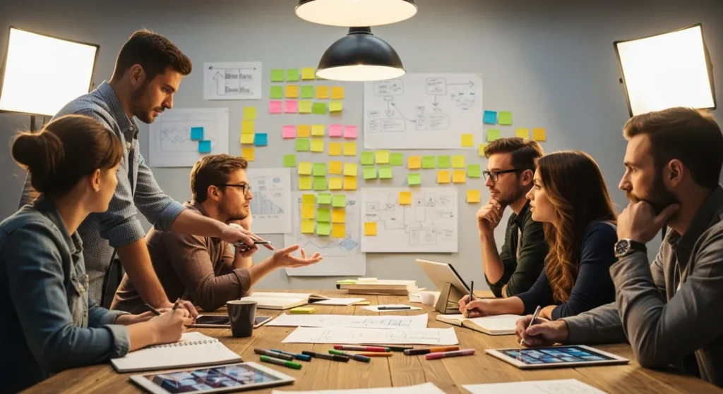 Zespół Agencji Interaktywnej podczas burzy mózgów nad strategią treści