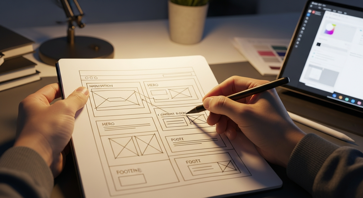 Projektowanie struktury strony internetowej szkicowanie układu UX