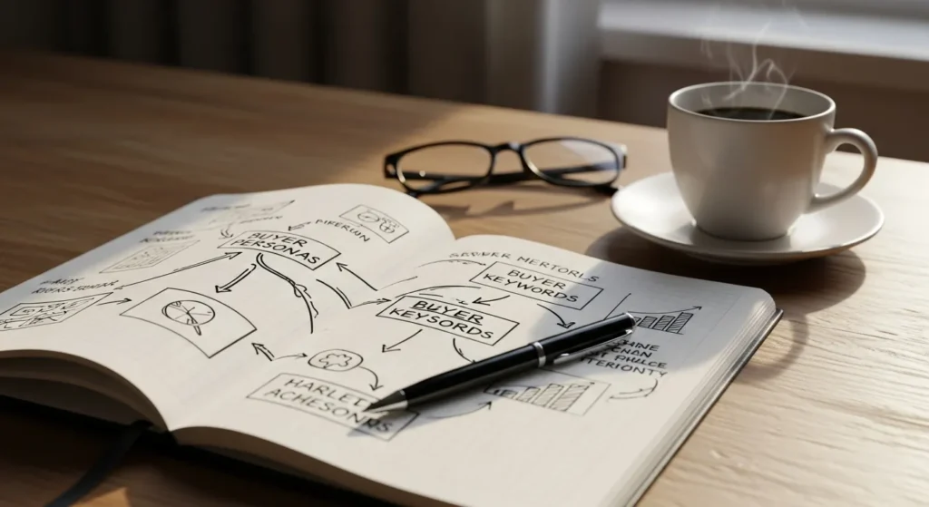 Notatki dotyczące person zakupowych i słów kluczowych