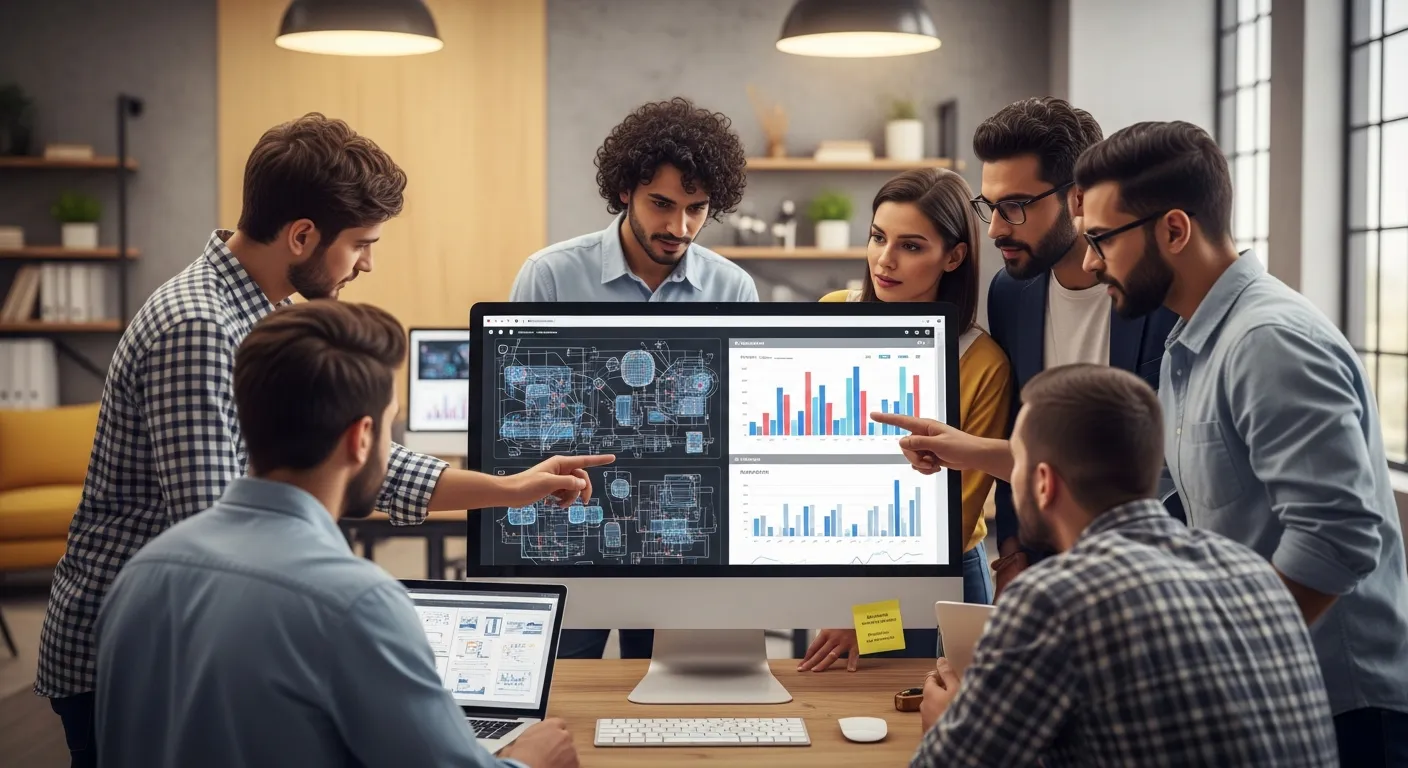 Zespół Agencji Interaktywnej pracujący nad projektem strony internetowej