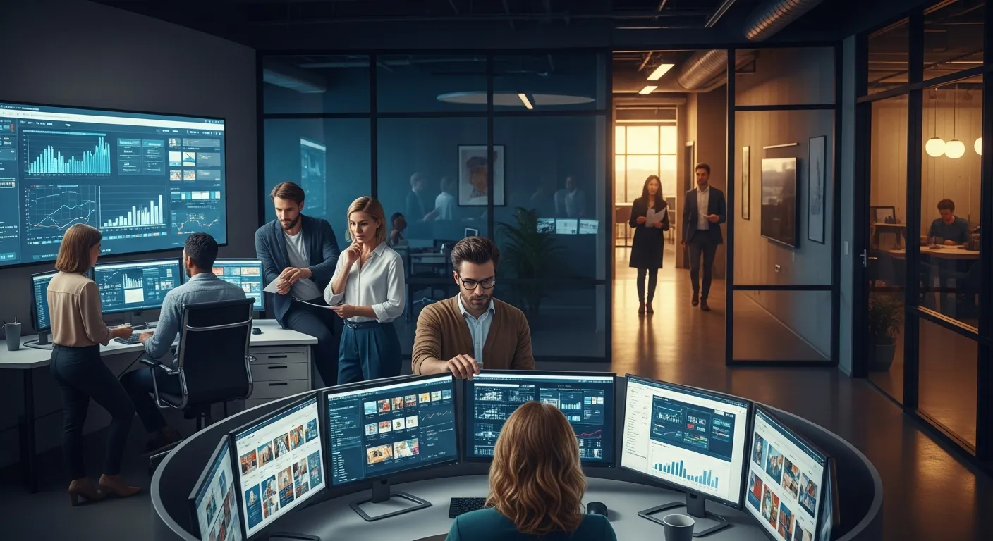 Zespół Agencji Interaktywnej pracujący nad strategią wizerunku w sieci