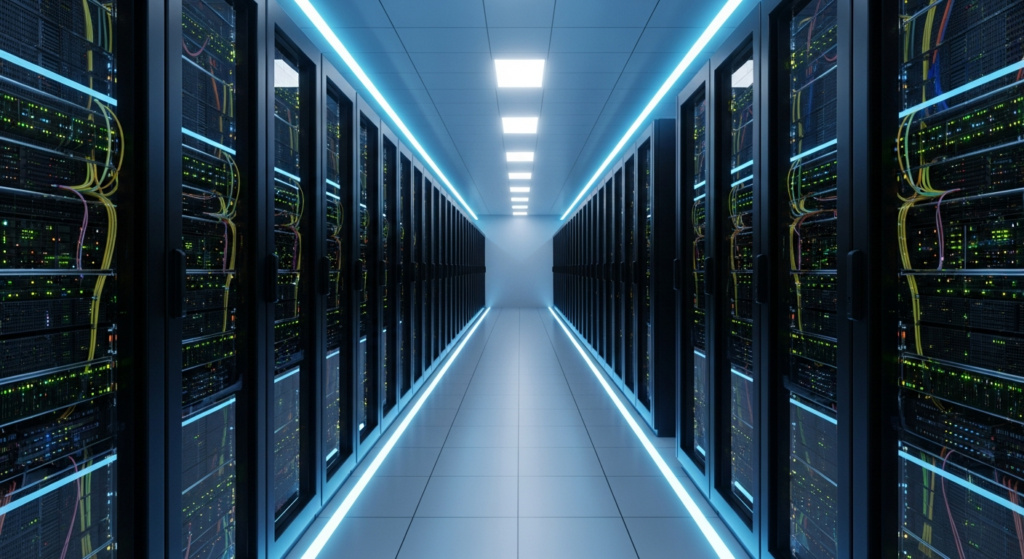 Nowoczesna serwerownia zapewniająca niezawodny hosting stron i bezpieczeństwo danych