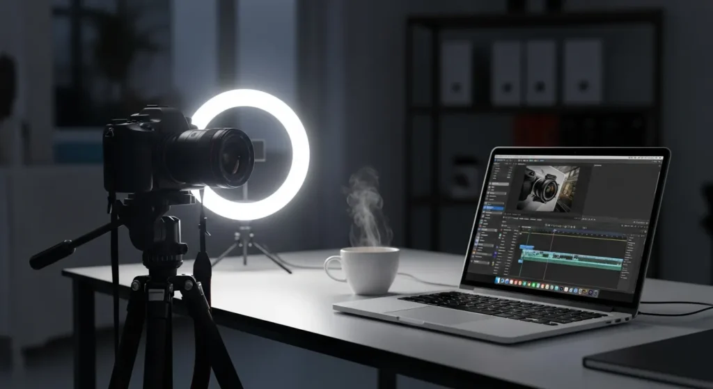 Stanowisko do tworzenia contentu video i zdjęć do social media