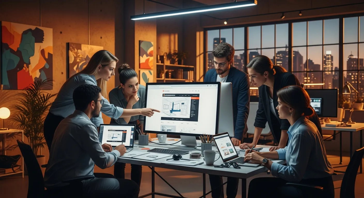 Zespół Agencji Interaktywnej omawiający projekt strony internetowej dla klienta