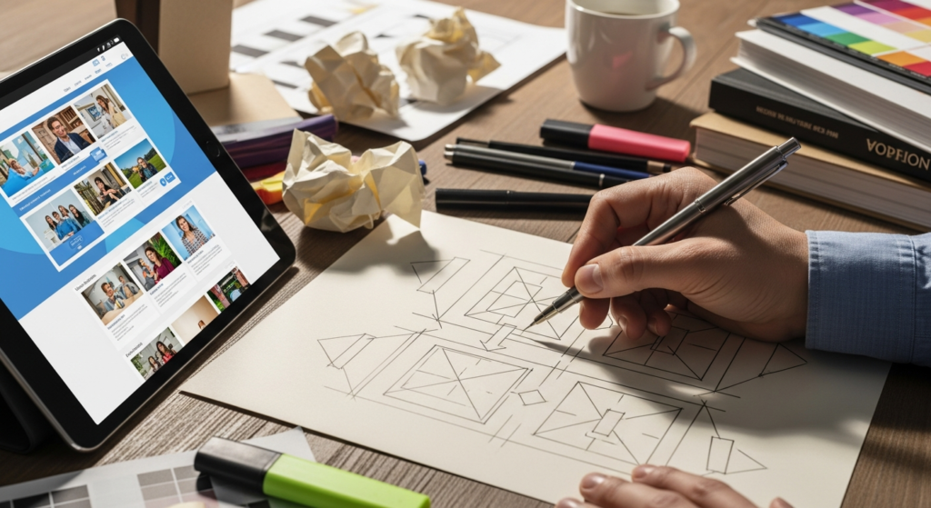 Proces projektowania strony internetowej od szkicu do gotowego projektu UX UI