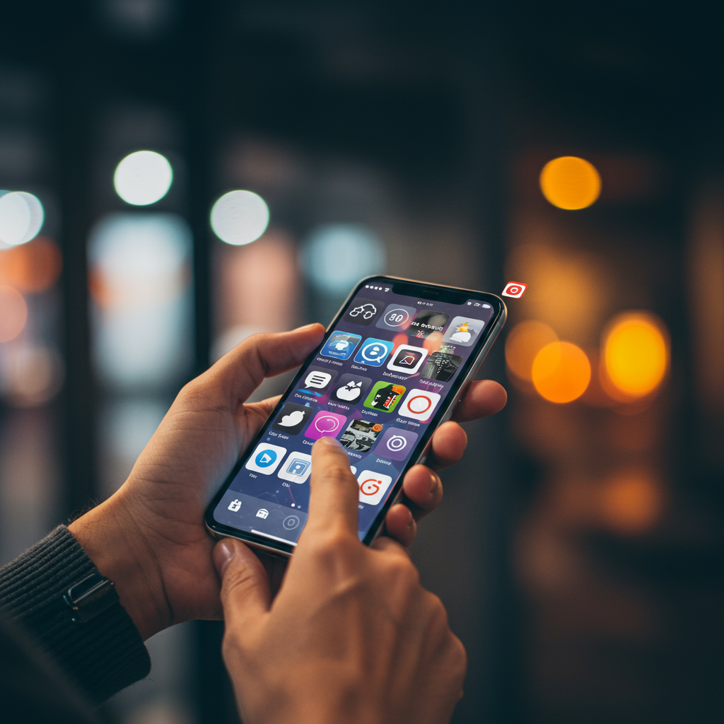 Ręce trzymające smartfon, przeglądające angażujące treści w mediach społecznościowych