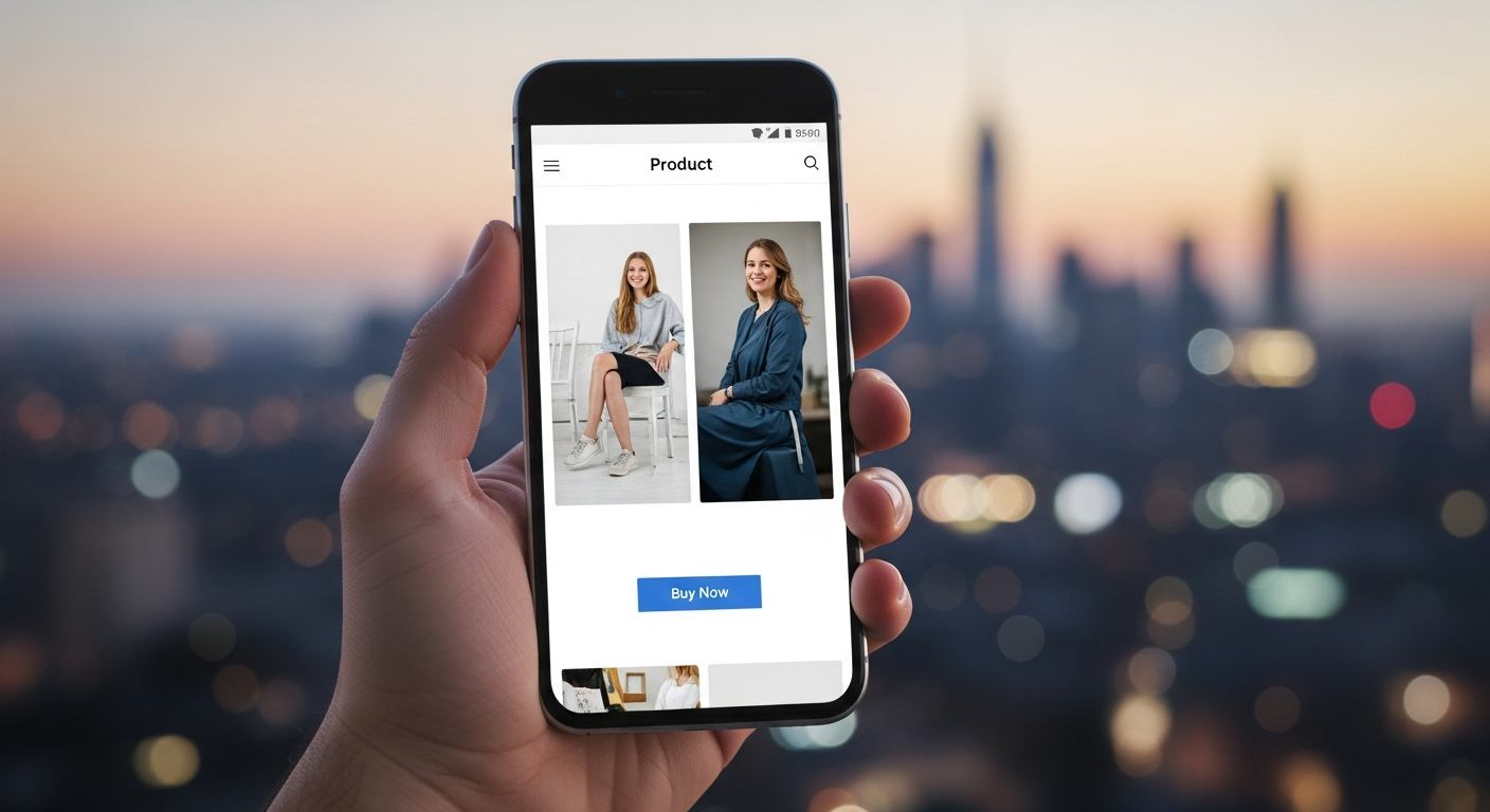 Responsywne strony internetowe na urządzeniu mobilnym z widocznym przyciskiem zakupu