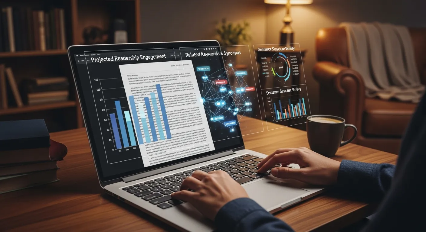 Profesjonalny SEO copywriter pracujący nad strategią treści dla klienta agencji