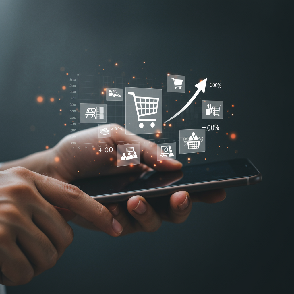 Smartfon z aplikacją zakupową symbolizujący konwersje z Google Ads