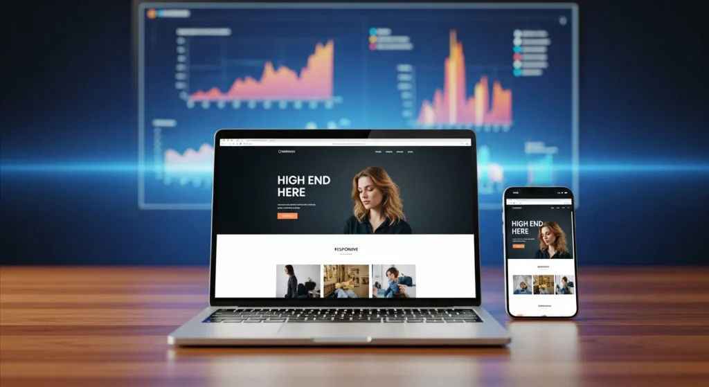 Responsywna strona internetowa na laptopie i telefonie