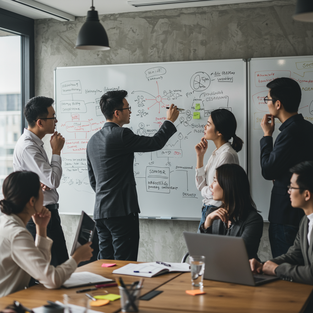 Spotkanie zespołu agencji interaktywnej omawiające strategię lokalnego SEO