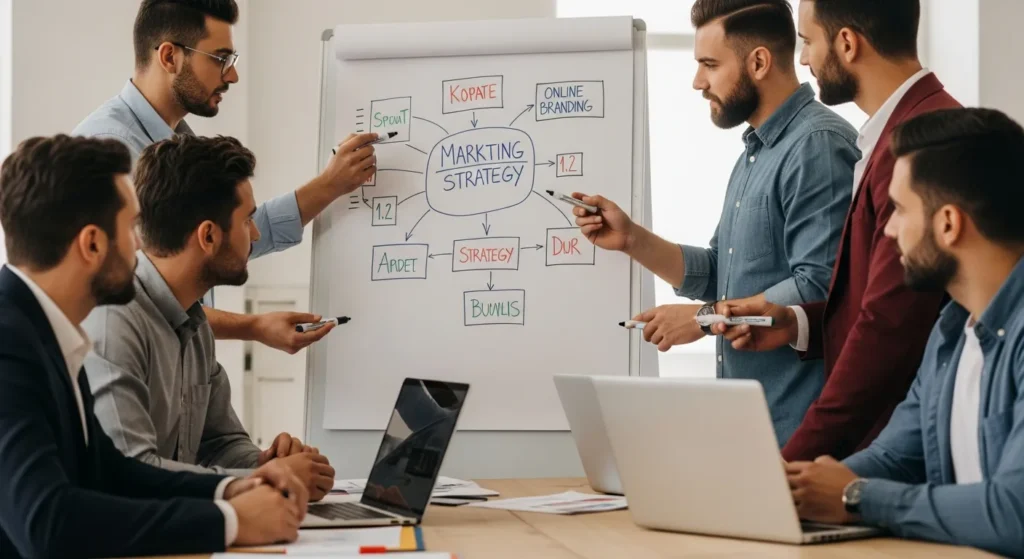 Zespół Agencji Interaktywnej planujący strategię wizerunkową