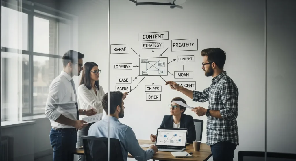 Zespół pracujący nad strategią content marketingową