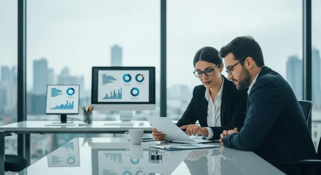 Zespół omawiający strategię optymalizacji kampanii