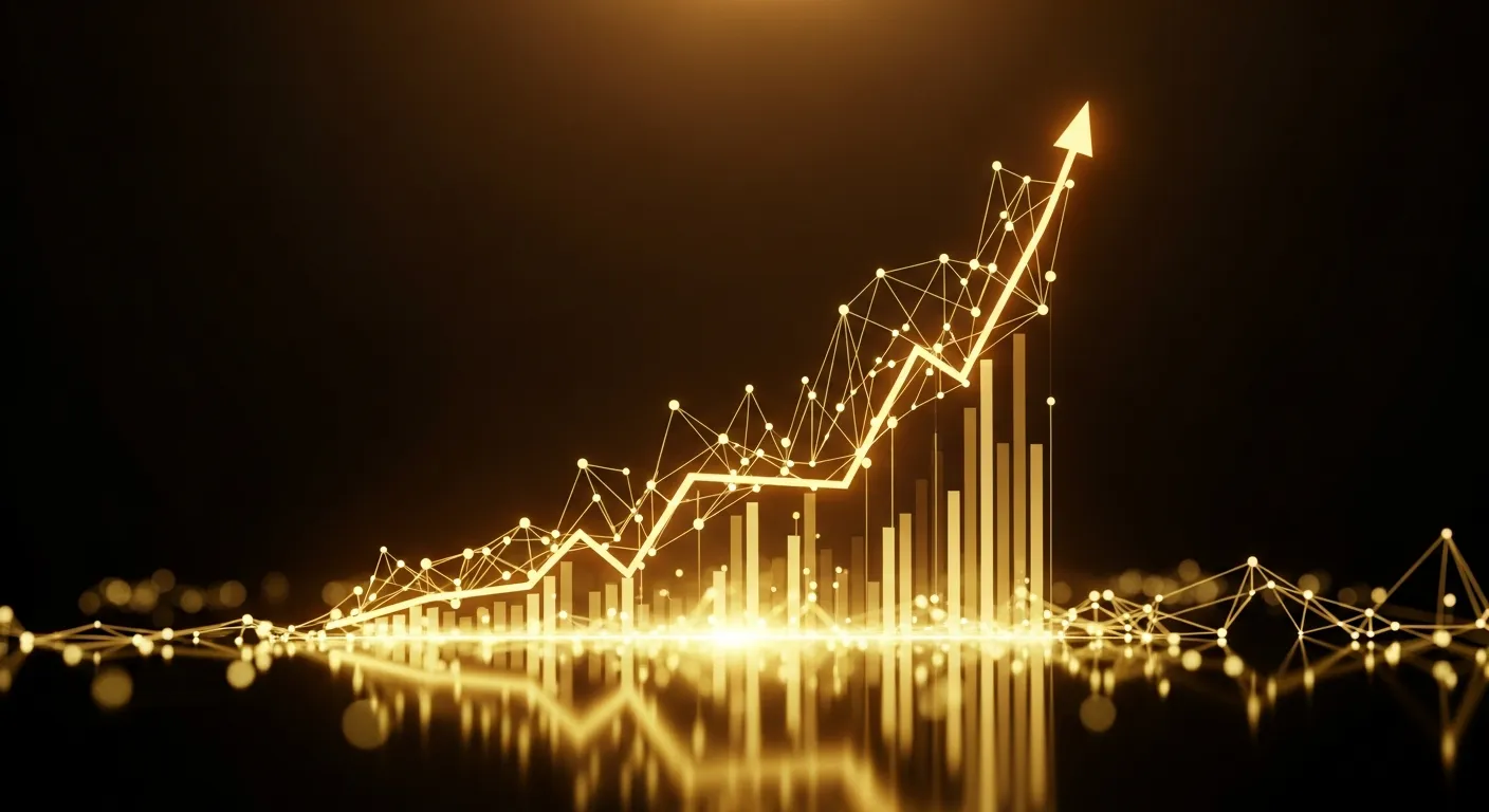 Wykres wzrostu widoczności w Google symbolizujący skuteczne pozycjonowanie stron