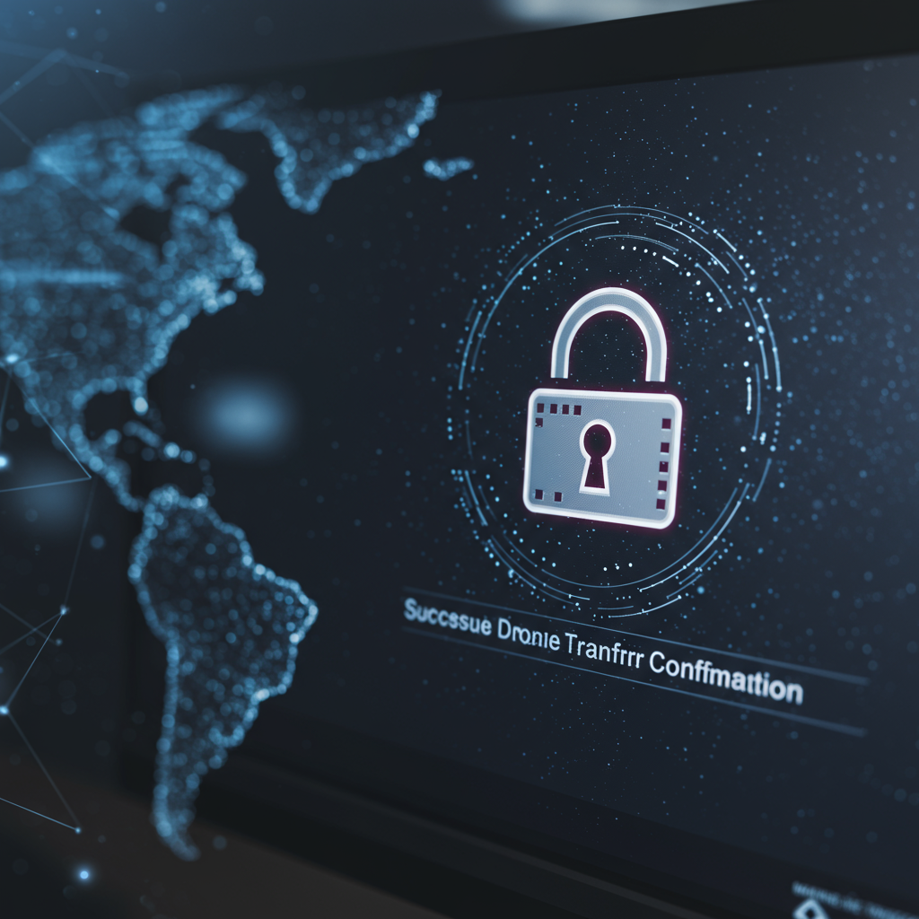 Symboliczna scena bezpiecznej transakcji sprzedaży domeny z ikoną kłódki na ekranie komputera.