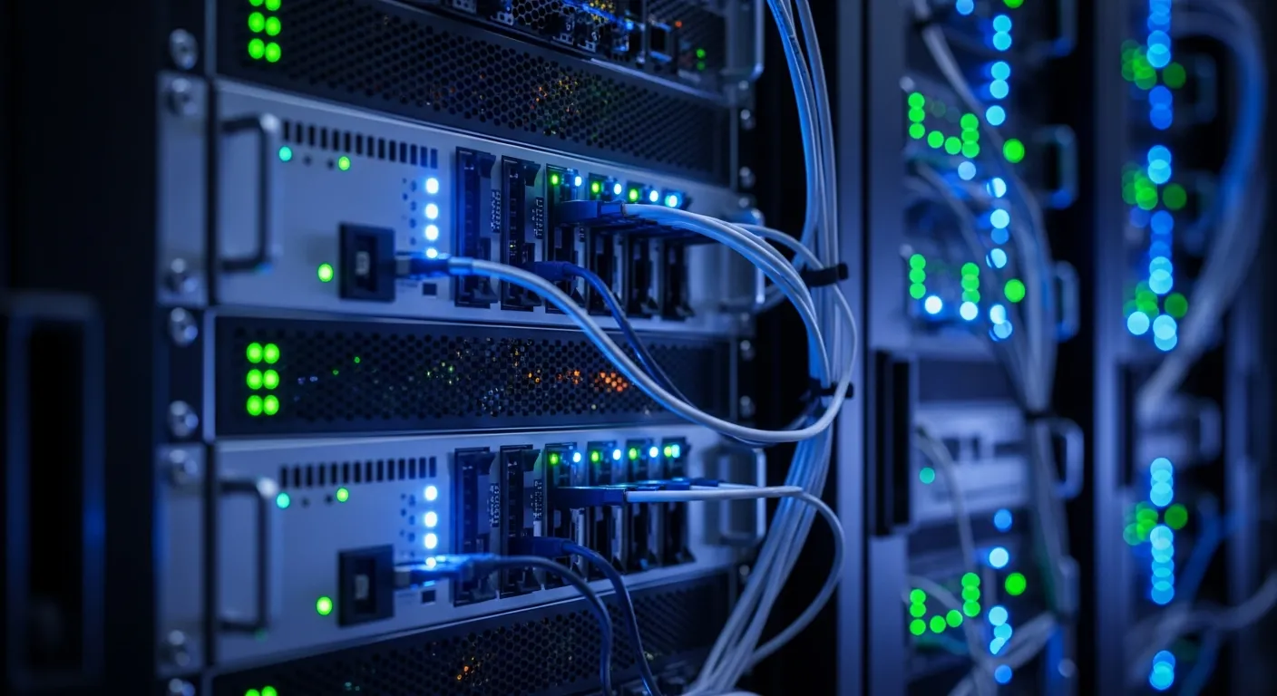 Nowoczesna serwerownia symbolizująca szybki hosting stron