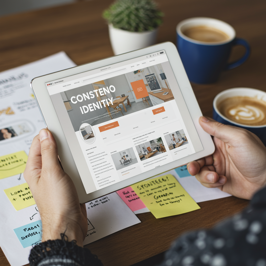 Tablet z nową, spójną stroną internetową klienta