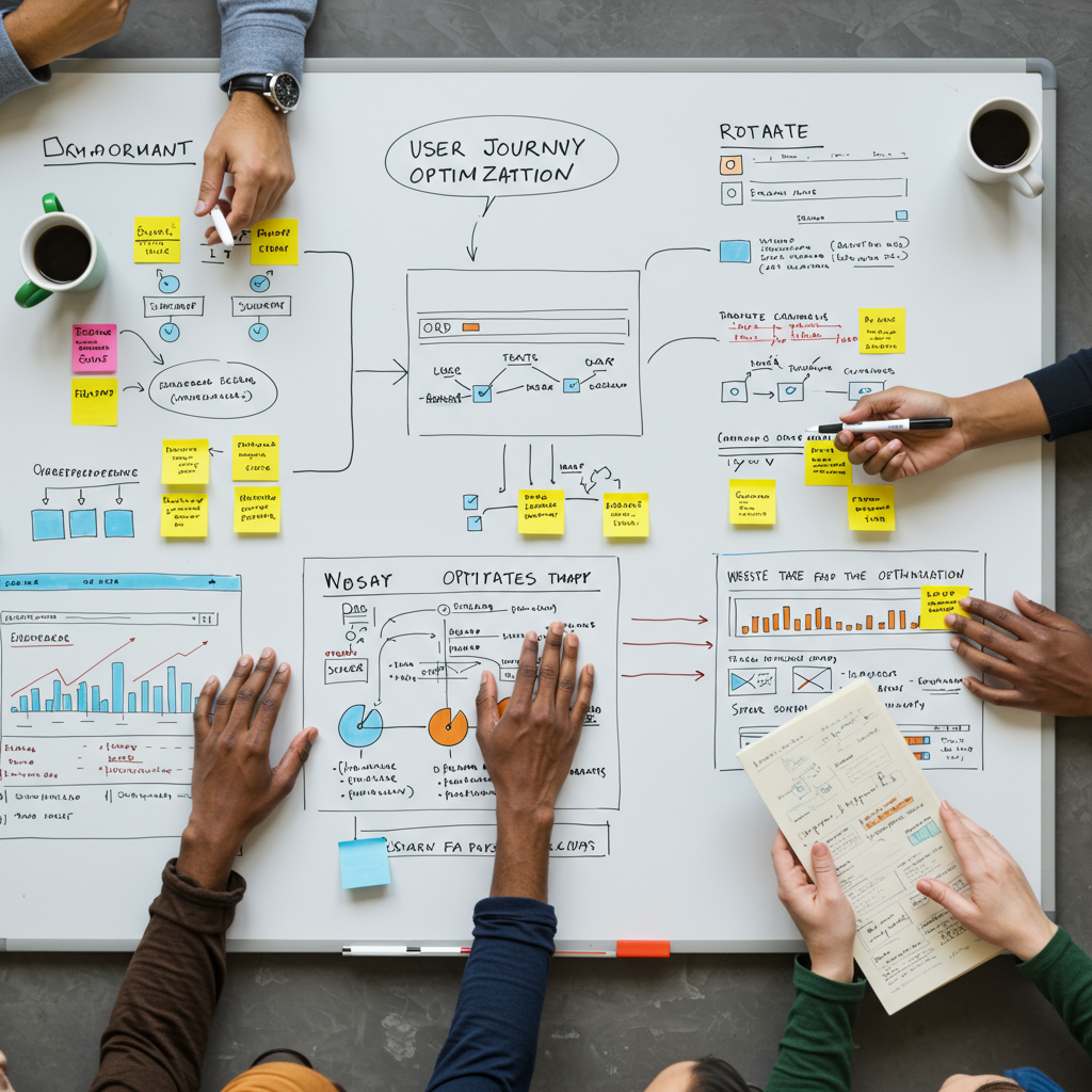 Tablica z mapowaniem ścieżki użytkownika i strategiami optymalizacji strony