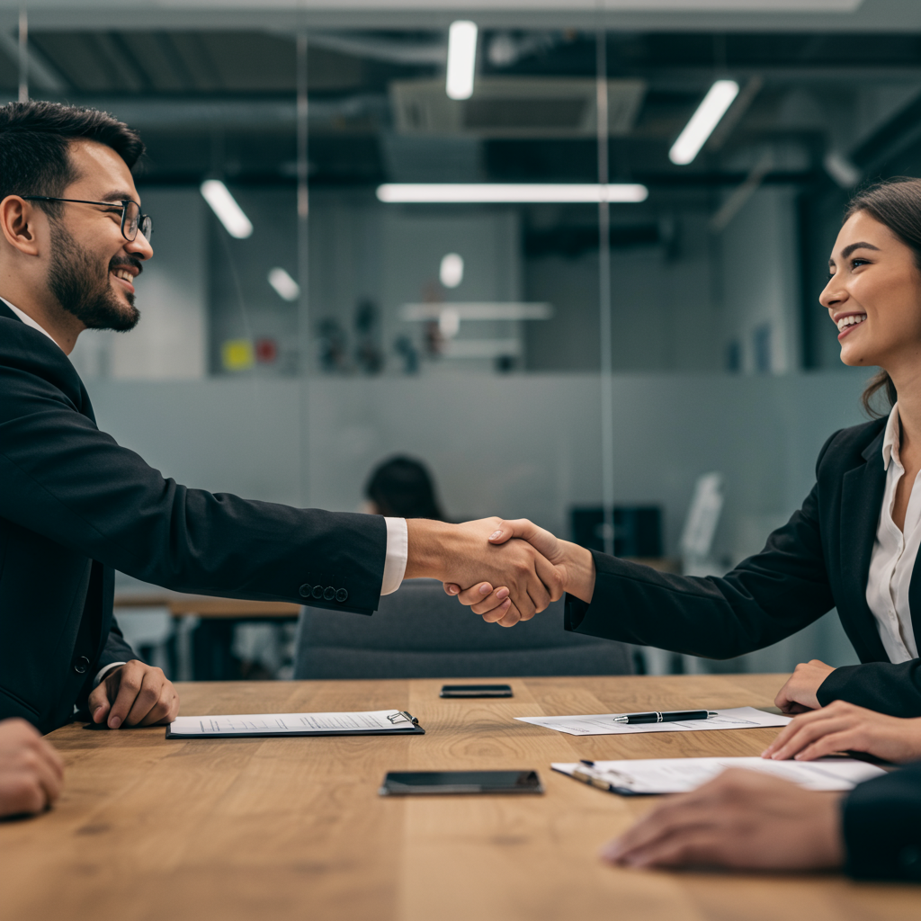 Uścisk dłoni symbolizujący udaną współpracę i zadowolenie klienta
